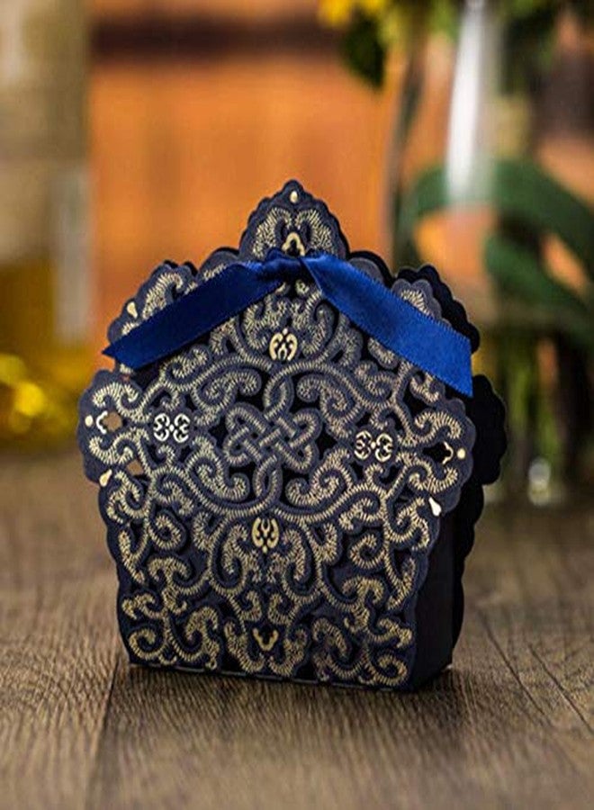 lucky star 50x Laser Cut Wedding Favor Boxes Candy Boxes Birthday Party Favor Boxes Baby Shower Chocolate Gift Boxes (Navy Blue) - Image 2